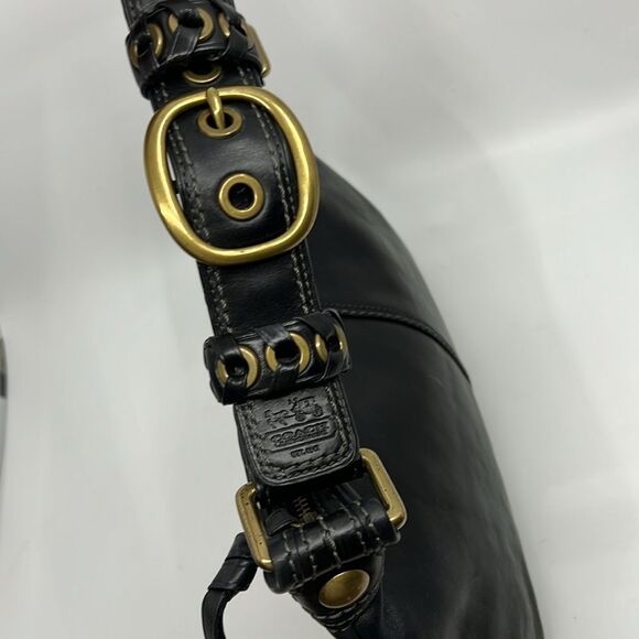 Coach Bleecker Hobo 11416 Black Glove-Tanned Leather Shoulder Bag Y2K Tattersall - Picture 6 of 17